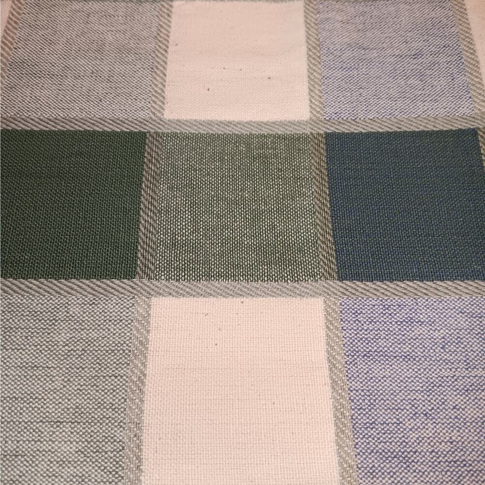 NWT Checkers Tablecloth 60" X 84" Blue, Green Off-White/Cream Plaid 100% Cotton